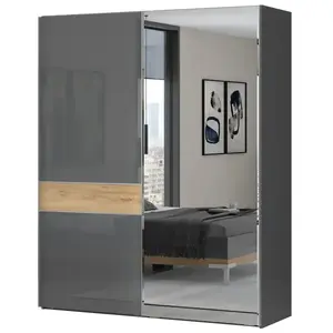 Šatní skříň 2d Onyx se zrcadlem pk181-og/on pacific walnut/ obraz