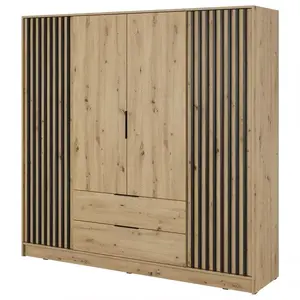 Šatní skříň Nelly 4d dub artisan/lamela černá obraz