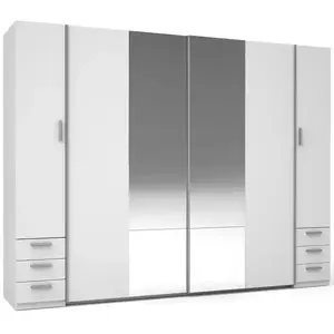 Šatní skříň Store 2D+2D III21-B bílá/zrcadlo obraz