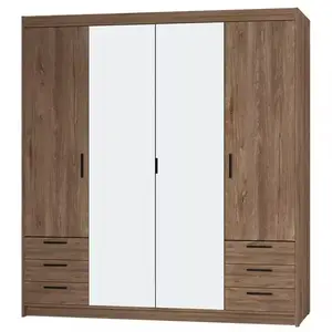 Šatní skříň Elena 4D 6S dub lefkas/zrcadlo obraz