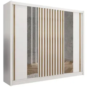 Šatní skříň Ladder 250 bílá/lamely dub craft obraz