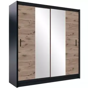 Šatní skříň Lizbona 2 203 černá/dub viking obraz