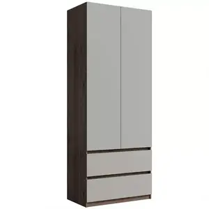 Šatní skříň 2D2SZ Madison 22 šedá/ořech elegant obraz
