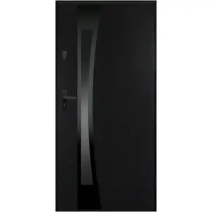 Hliníkovo-ocelové vchodové dveře bezpečnostní RC2 Asteria 90 P tmavý antracit černá inox/grafitová obraz