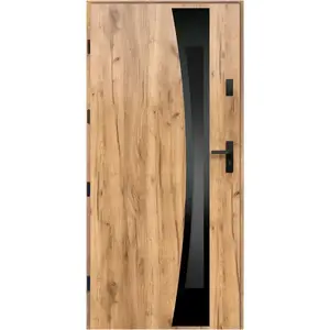 Hliníkovo-ocelové vchodové dveře bezpečnostní RC2 Asteria 90 L dub sonoma černá inox/grafitová obraz