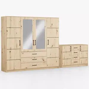 Sestav šatní skříň Belluno 240 artisan + komoda Belluno 150 obraz
