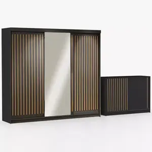 Sestav šatní skříň Royal 250 černá + komoda Royal 150 obraz