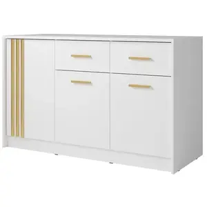 Komoda Canada CD-25 bílý, zlaté úchytky obraz
