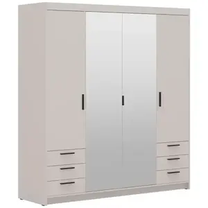 Šatní skříň Elena 4D 6S zrcadlo pískově béžová obraz