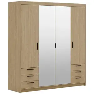 Šatní skříň Elena 4D 6S zrcadlo olejovaný dub obraz