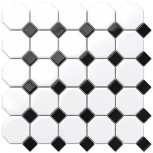 Mozaika Octagon White Classic Mat 29.3/29.3 obraz