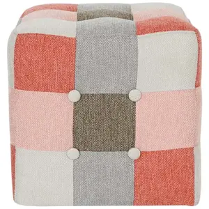 Taburetka Maddie růžová patchwork obraz