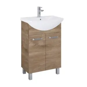 Koupelnová skříňka s umyvadlem Uno 55 cm 2D dub canela obraz