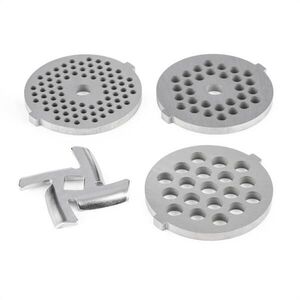 Klarstein Lucia, sada děrovaných kotoučů, nástavce na mletí masa, 3/4, 5/7 mm, rozšíření, příslušenství, INOX obraz