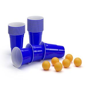BeerCup Williams, modré párty kelímky na pivo pong, ve stylu amerických univerzit, 473 ml, míčky a pravidla obraz