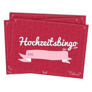 Spielehelden Svatební bingo 16 otázek o vlastnostech 50 ks. Design srdceDIN A5 obraz