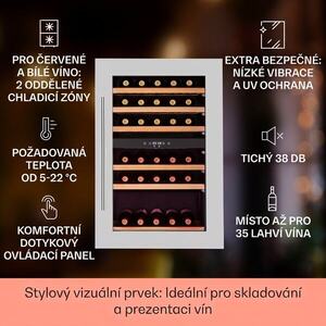 Klarstein Vinsider 35D, vestavná vinotéka, 128 l/41 lahví, 2 zóny obraz