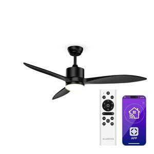 Klarstein SkyBreeze chytrý stropní ventilátor s osvětlením | 132 cm | 27 W | Tichý | LED | Dřevo obraz