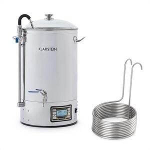 Klarstein Mundschenk + Aufwärtsspirale, sladový kotel, ponorný chladič, 30 l, 2500 W, sada na vaření piva, nerezová ocel 304 obraz