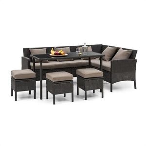 Blumfeldt Titania Dining Lounge set zahradní sedací souprava, černá / hnědá obraz