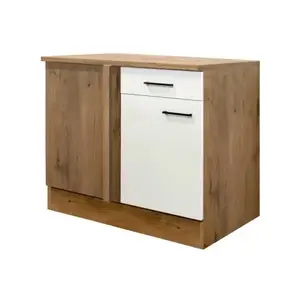 Dolní rohová kuchyňská skříňka Avila, dub lancelot/krémová, 110 cm obraz
