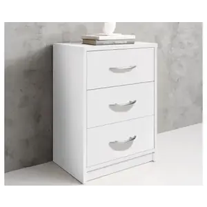 Noční stolek se 3 zásuvkami Pepe, bílý obraz