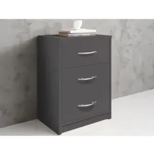 Noční stolek se 3 zásuvkami Pepe, šedý grafit obraz