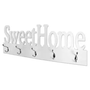 Nástěnný věšákový panel Sweet Home, bílý obraz