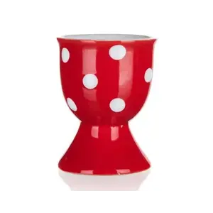 Kalíšek na vajíčka Dots 7 cm, červený puntíkatý obraz