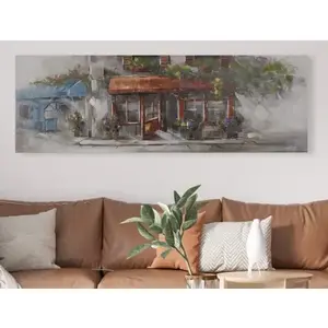 Ručně malovaný obraz Domek 150x50 cm, výrazná struktura obraz