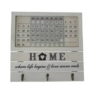 Nástěnný věšák s kalendářem Home, dřevěný obraz