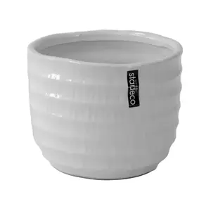 Květináč 17 cm, lesklý bílý obraz