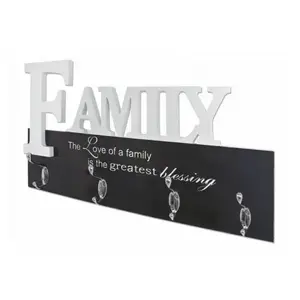 Nástěnný věšákový panel Family, bílý/černý obraz