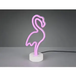 Stolní LED lampa Plameňák, bílá obraz