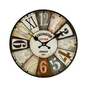 Nástěnné hodiny Kensington Station 30 cm, vintage, MDF obraz