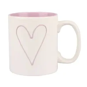 Hrnek Srdce 600 ml, bílá/růžová obraz