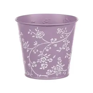Obal na květináč fialový s bílými růžemi, 14 cm obraz