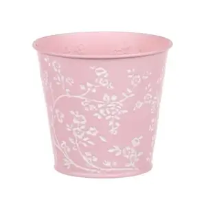 Obal na květináč růžový s bílými růžemi, 14 cm obraz