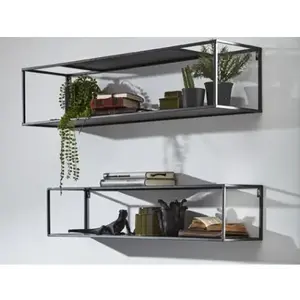 Set 2 ks nástěnný regál Leicester 85 cm/75 cm obraz