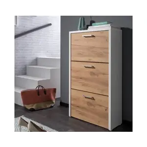 Botník Fulda, bílý/medový dub, výška 115 cm obraz