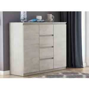 Široká komoda se 4 zásuvkami Carlos, šedý beton, 120 cm obraz