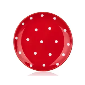 Dezertní talíř Dots 18, 6 cm, červený puntíkatý obraz