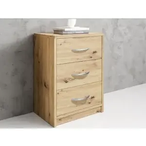 Noční stolek se 3 zásuvkami Pepe, dub artisan obraz