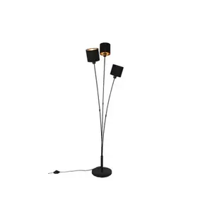 Stojací lampa Tommy, 3 svítidla, černá/zlatá obraz