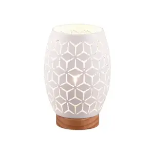 Stolní lampa Bidar 21 cm, bílý kov/dřevo obraz