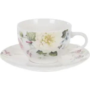 Hrnek s podšálkem Floralia 200 ml, krémový obraz