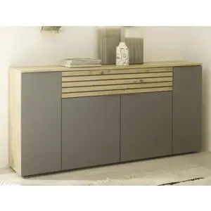 Široká komoda Milan, dub artisan/šedá obraz