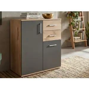 Skříňka se 2 zásuvkami Bacalar, dub viking/šedá obraz