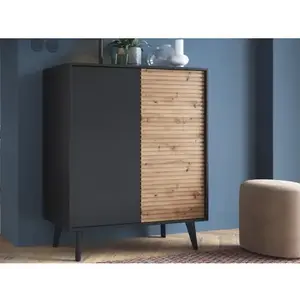 Vysoká skříňka Willow, černá/dub artisan obraz
