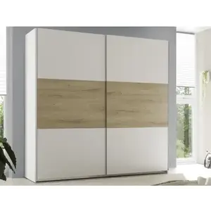 Šatní skříň Kiara 215 cm, bílá/dub baysen obraz